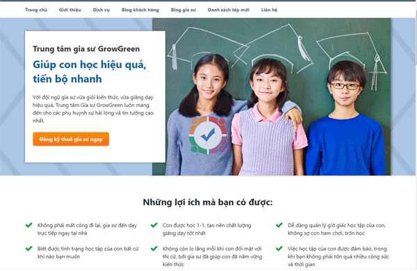 lợi ích khi thiết kế website trung tâm gia sư